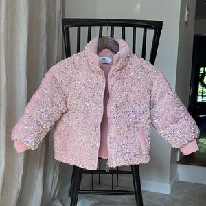 Lola + The Boys NWOT Pink Sequin Puffer Jacket